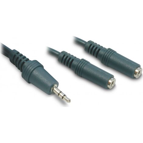 Câble audio jack stéréo 3,5 mm mâle/2 fem. 1,8 m