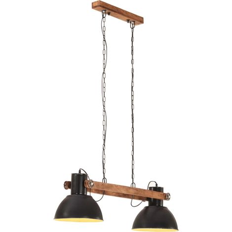 Lampada a sospensione industriale con 2 paralumi 109 x 29 x 29 cm atmosfera accogliente stile rustico in ferro nero 020046662