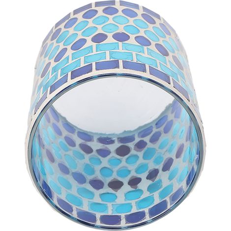 Porte-bougie mosaïque, porte-bougie chauffe-plat en verre fait main, décoration bleue pour la maison