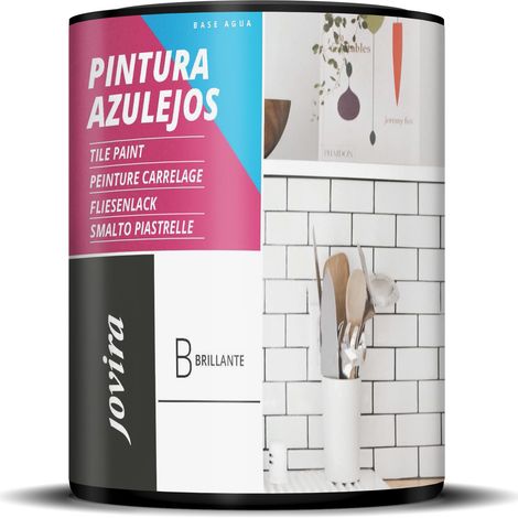 JOVIRA PINTURAS PEINTURE CARRELAGE Donnez une nouvelle image a votre cuisine et salle de bain. (750 ml, Blanc Brillant)