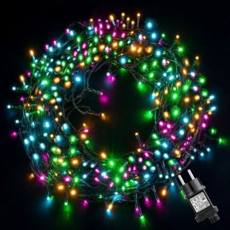 Guirlande lumineuse LED de Noël colorée, 23 m, 200 LED, guirlande lumineuse multicolore à monter soi-même avec 8 modes d'éclairage pour décorer les fêtes et mariages en intérieur et en extérieur. (1/5)