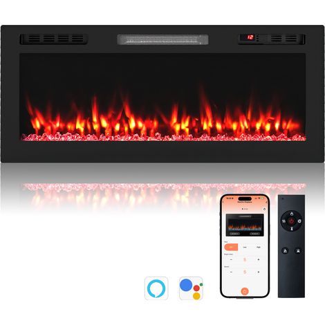 COSTWAY 40”750W/1500W Recessed/Wall-Mounted Fireplace Heater (1/5)