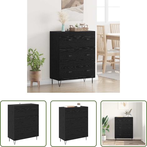 Buffet chêne -  Buffet Chêne noir 69,5 x 34 x 90 cm Bois d'ingénierie et fer (1/5)