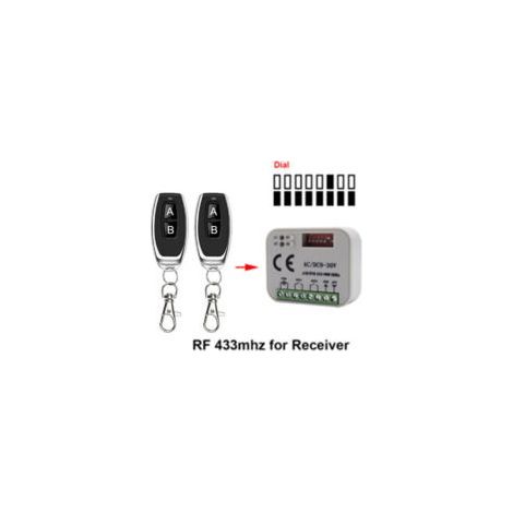 9-30V 10A Multifrequenzempfänger 300-900 MHz mit Fernendschalter, Vorwärts- und Rückwärts-Gleichstrommotor-Fernbedienungsschalter für Rolltore (2 Fernbedienungen - Crezuo)