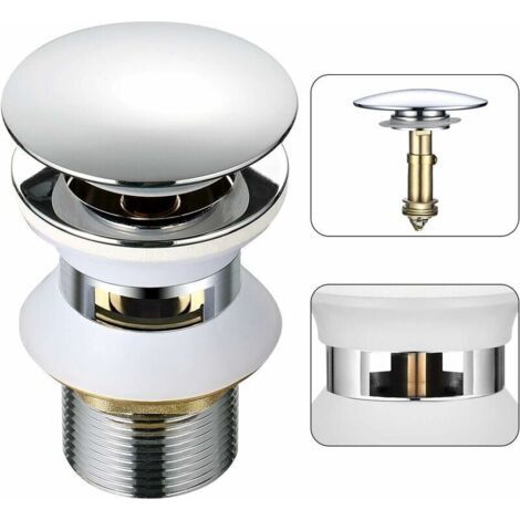 Bonde de lavabo universelle à ouverture clic-clac – Laiton chromé – Trop-plein automatique – 3,2 cm (1-1/4 po) – Installation facile