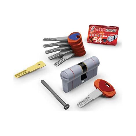 CILINDRO SAGOMATO EVO K64 36C HAND SECUREMME  OTT.NICH.SATIN CHIAVI 5 MM 112 31+81