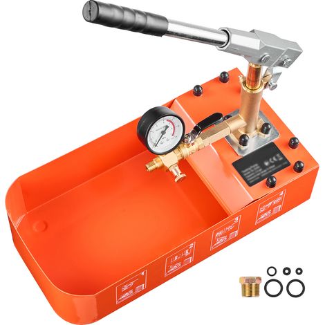 Mophorn Pompe d'épreuve manuelle 7,57 L avec valve simple, idéale pour tester la pression d'eau dans les canalisations. Équipée d'un manomètre et d'un réservoir, plage de pression 0-50 bar (1/5)