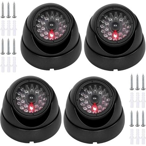 4 Pièces Caméra Dôme Factice, Caméra Factice De Surveillance CCTV, Fausse De Sécurité, Surveillance Virtuelle De Sécurité pour La Maison Et Le Bureau (1/5)