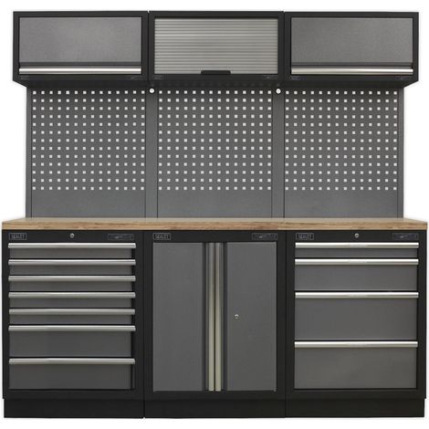 Sealey APMSSTACK07W Superline PRO® Storage System with Wood Worktop 2.04m