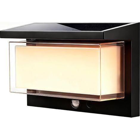 Lámpara solar para patio exterior, lámpara solar doméstica con sensor de movimiento, aplique solar impermeable para exteriores - luz cálida (1/5)