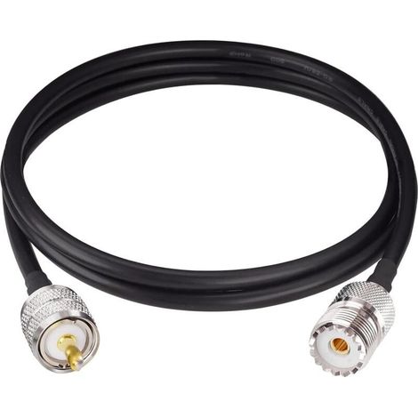 Cable Coaxial UHF PL259 Male vers SO239 Femelle, Faible Perte, RG58, Longueur 3 m (1/4)