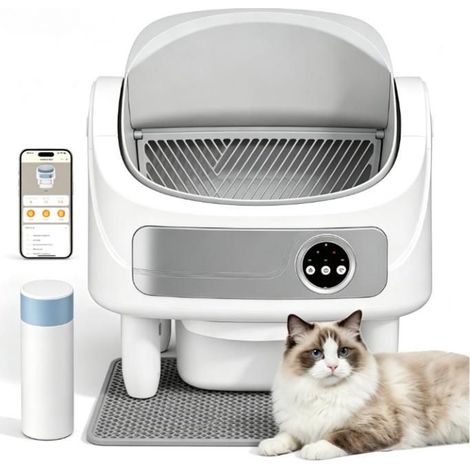 Litière Automatique pour Chat 75L+10,5L, Bac Auto-Nettoyant avec Application, Tapis et Sacs Inclus (1/5)