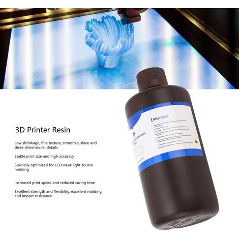 Résine pour imprimante 3D, polymérisation rapide, haute résistance, photopolymère UV, pour impression 3D LCD, 405 nm, 1 kg, noire (1/5)