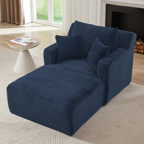 Lettino relax moderno - 100x166x82 cm - Poltrona da salotto in velluto a coste di design, senza montaggio - Blu (1/5)
