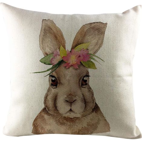 MINKUROW Fodera Per Cuscino Decorativa Fodera Per Cuscino Di Pasqua Modello Uovo Di Coniglio Fodera Per Cuscino In Lino Lavato Cuscino Del Divano 45x45 Plus Fodera Per Auto Camera Da Letto Soggiorno (1/3)