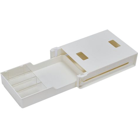 Boîte De Rangement Sous Bureau - Boîte À Tiroir Cachée Autoadhésive En Plastique - Pour Bureau École Maison - Blanc (1/5)