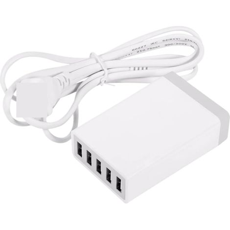 Chargeur Multi-USB 40W À 5 Ports for Téléphone Portable, Dispositif De Charge Intelligent, Station d'accueil, Adaptateur Universel Sécurité Rapide(White) (1/5)