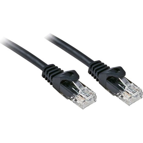LINDY 48191 RJ45 Patchkabel CAT 6 U/UTP 0.50 m Schwarz mit Rastnasenschutz 1 St.