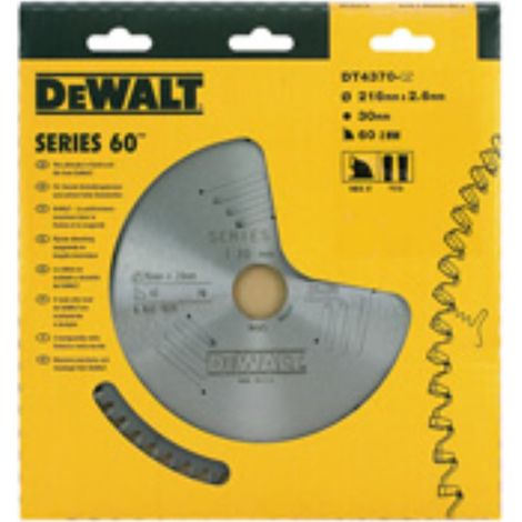 Hoja para sierra circular estacionaria, 216 x 30 mm, 60D  DeWalt DT4370-QZ (1/2)