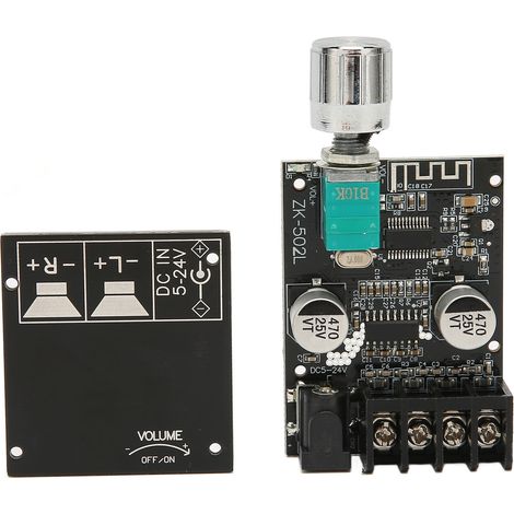 Carte d'amplificateur de puissance numérique Bluetooth 5.0, module mini-amplificateur stéréo avec interrupteur et volume réglable (1/5)