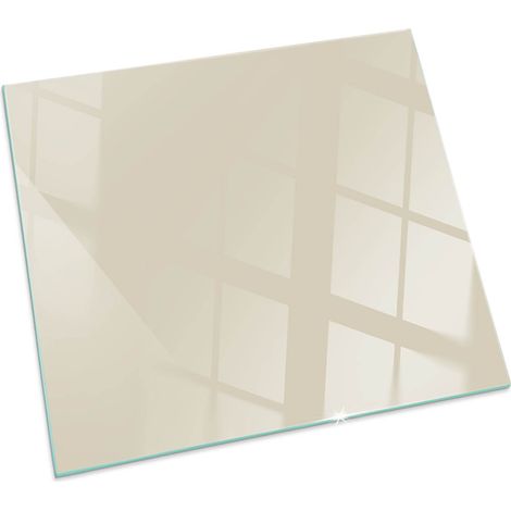 Bodenplatte Glas Glasplatte Kaminplatte Funkenschutz Sicherheitsglas Funkenschutzplatte für Kamin Farbe Beige Quadratisch 60x60 cm
