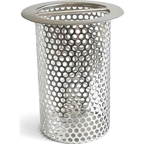 Crépine de drain de sol commerciale de 4 pouces, crépine de drain cylindrique perforée en acier inoxydable 304 de 4 pouces de haut pour usine/cuisine/hôpital/restaurant ( (1/5)