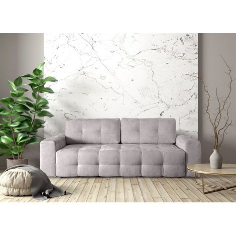 Schlafsofa Designersofa Sofa 3-Sitzer ARIELLE in Stoff Perfect Harmony Silbergrau (1/5)