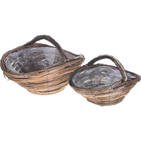 Set 2 Cesti Ovali in Vimini con Manico Larghezza 47 cm (1/4)