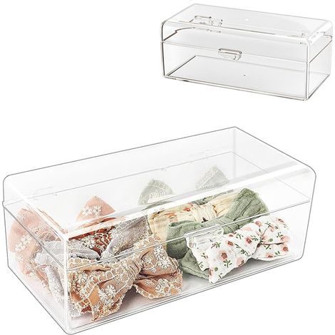 Organisateur d'Accessoires Cheveux Pour Filles, Boîte En Acrylique Transparente à Compartiments, Boite Rangement Accessoires Cheveux Enfant, Organiseur Pour Chouchous à Cheveux (1/5)