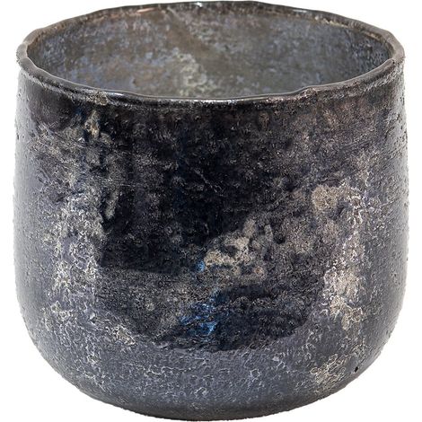 Photophore Bougeoir pour Bougie Chauffe-Plat en Verre Gris Style Industriel Ø 13 x 12 cm - PANGIVO (1/2)