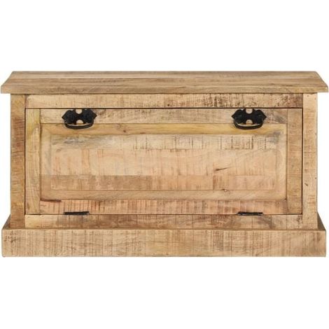 Banc de Rangement avec Étagère à Chaussures en Bois de Manguier 85x40x45 cm (1/5)