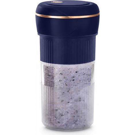 Blender Portable Rechargeable 450 ml Bleu, Gobelet Mixeur avec Paille et 6 Lames pour Smoothies (1/5)