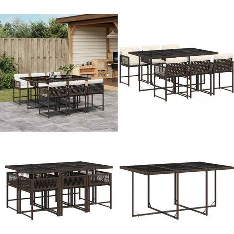 Ensemble à manger de jardin et coussins 7 pcs marron rotin - Salon De Jardin - Meuble De Jardin - Set De Salon De Jardin - Mobilier De Jardin - Table De Jardin - Home & Living (1/5)