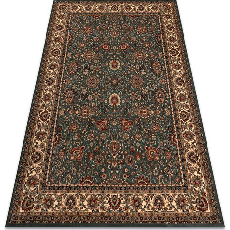 Tappeto di lana KASHQAI 4362 410 ornamento verde / beige green 67x130 cm