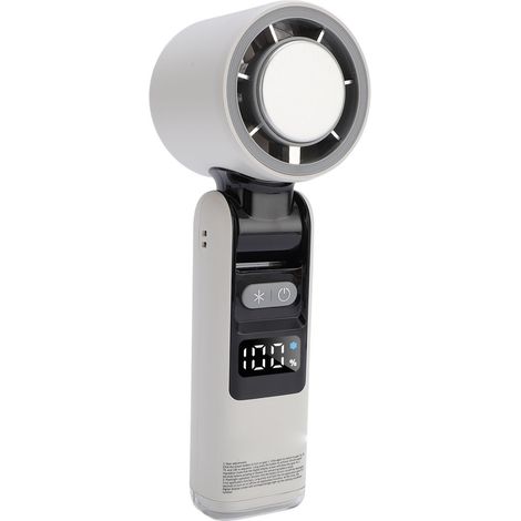Ventilateur portable avec affichage numérique, turbine haute vitesse, refroidissement par glace, pliable et lumineux, idéal pour les voyages, l'intérieur et l'extérieur (blanc). (1/5)