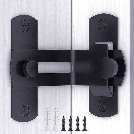 Serrure de porte de grange à 90 degrés pour la confidentialité - Loquet de porte de sécurité, loquet de verrouillage à crochet pour grange, jardin (1/5)