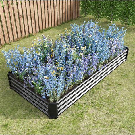 Hochbeet 232 x 113,5 x 30 cm aus schwarzem Stahl, bodenlos, für den Garten – MEUBLIV (1/5)
