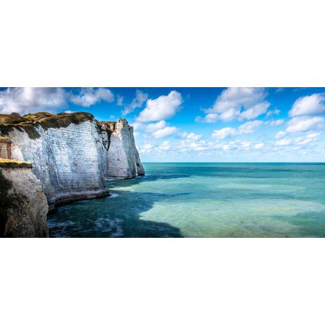 Tableau sur verre synthétique vue d'Etretat 65x145 cm - Impression sur Verre synthétique - Image HD  imprimée sur Verre synthétique - Tableau mural décoratif - Fabriqué en France (1/4)