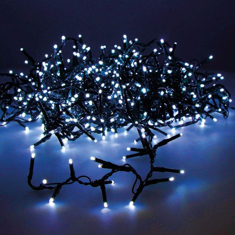 LED Girlande kompakt blinkend blau 14m 500l grüner Draht