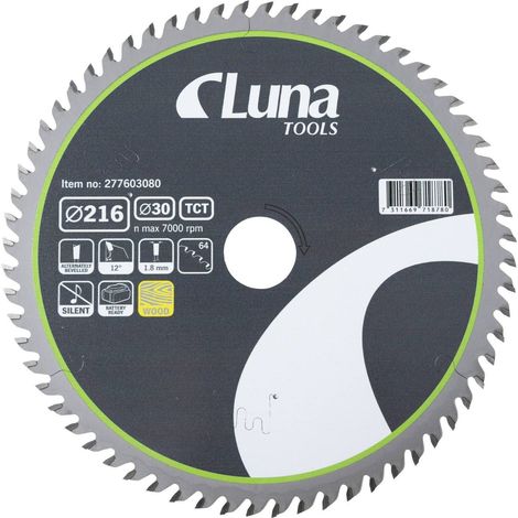 Lame de scie circulaire luna extra thin 216x30 z64 acier durci 1.30 mm (1/3)