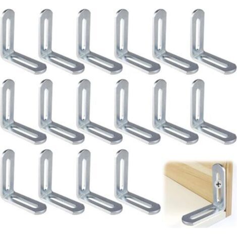16 Pièces Equerre Metal, 49 x 49 x 18mm Équerre De Fixation, Équerre Angle 90 Degrés Acier Inoxydable, Réglables, Forme de L, pour la Fixation et la Réparation de Meubles, Renforcer les Joints (1/5)