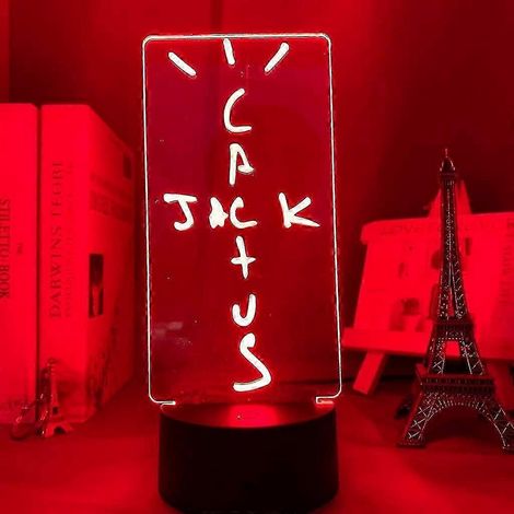 Veilleuse LED Cactus Jack grand format pour la décoration de chambre, lampe de chevet néon Cactus Jack, cadeau d'anniversaire original.