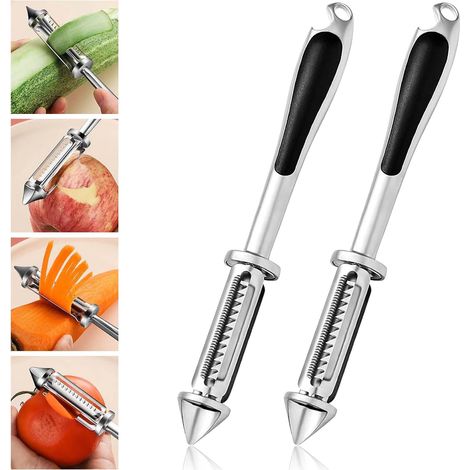 Éplucheur de légumes multifonctionnel, éplucheur de fruits et légumes 5 en 1, éplucheur de légumes en acier (1/5)