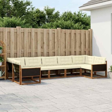 vidaXL Outdoor-Sofagarnitur mit Kissen 7 pcs Natur und Creme (1/5)