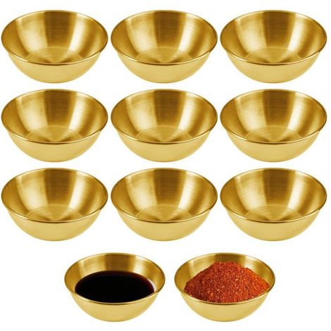 10 pièces bols sauce acier inoxydable, doré, 8,2 x 3 cm, 120 ml, mini bols trempage pour apéritif et épices (1/5)