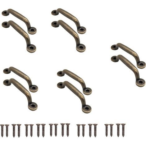 Lot de 10 poignées de tiroir antiques en bronze antique pour coulissants, armoires, commodes, cuisines, buffets, coffres, 90 x 22 mm (1/5)
