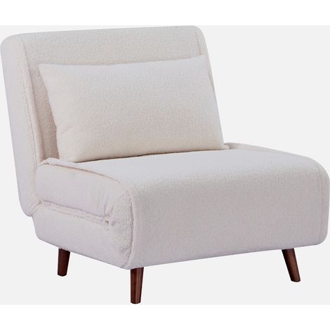 Poltrona letto bouclé con base in legno 1 posto (1/5)
