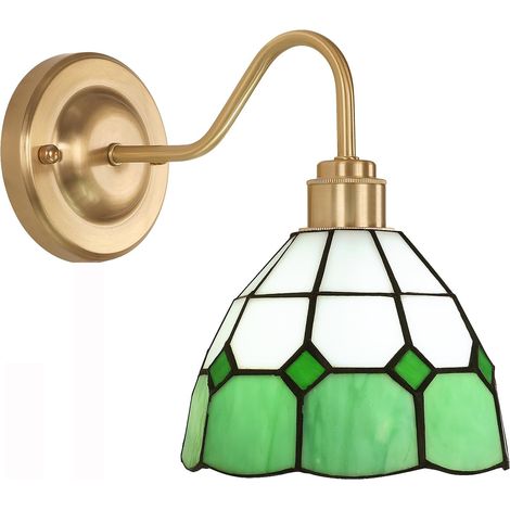 Applique murale, lampe de chevet vintage, appliques murales en laiton avec abat-jour en verre, applique d'intérieur (sans ampoule) (1/5)