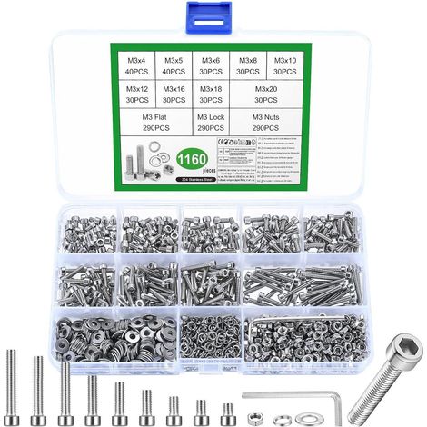 Schrauben Muttern Unterlegscheiben Edelstahl Set M3 1160 (1/5)