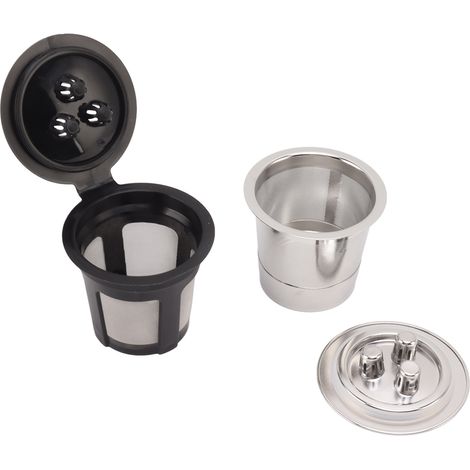 2 Stück wiederverwendbare Kaffeekapselfilter mit 3 Löchern, Edelstahl, nachfüllbar, für Kaffeetassen (1/5)